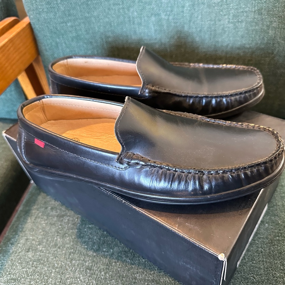 Marc Joseph Black Leather Slip-On Loafers